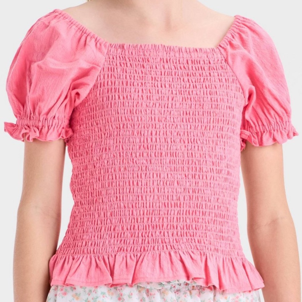 Cat & Jack Girls Pink Smock Top Size Large